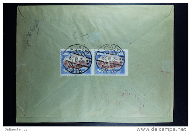Letland / Latvia Registered Letter  Riga  To Paris 1929 Mi 135 Strip Has Been Opened For Exhibition - Lettonia