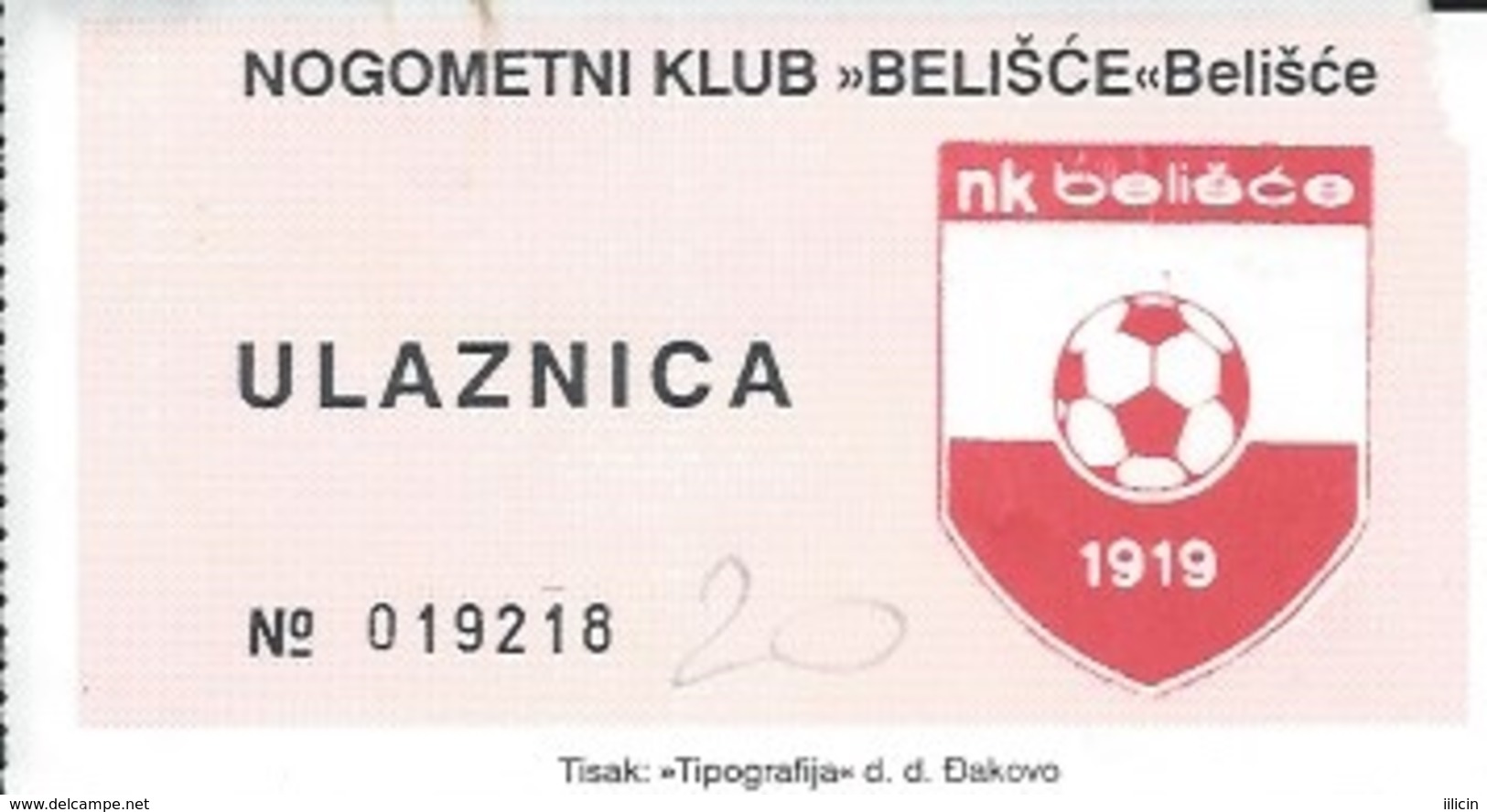 Sport Ticket UL000425 - Football (Soccer / Calcio) Belisce - Tickets & Toegangskaarten
