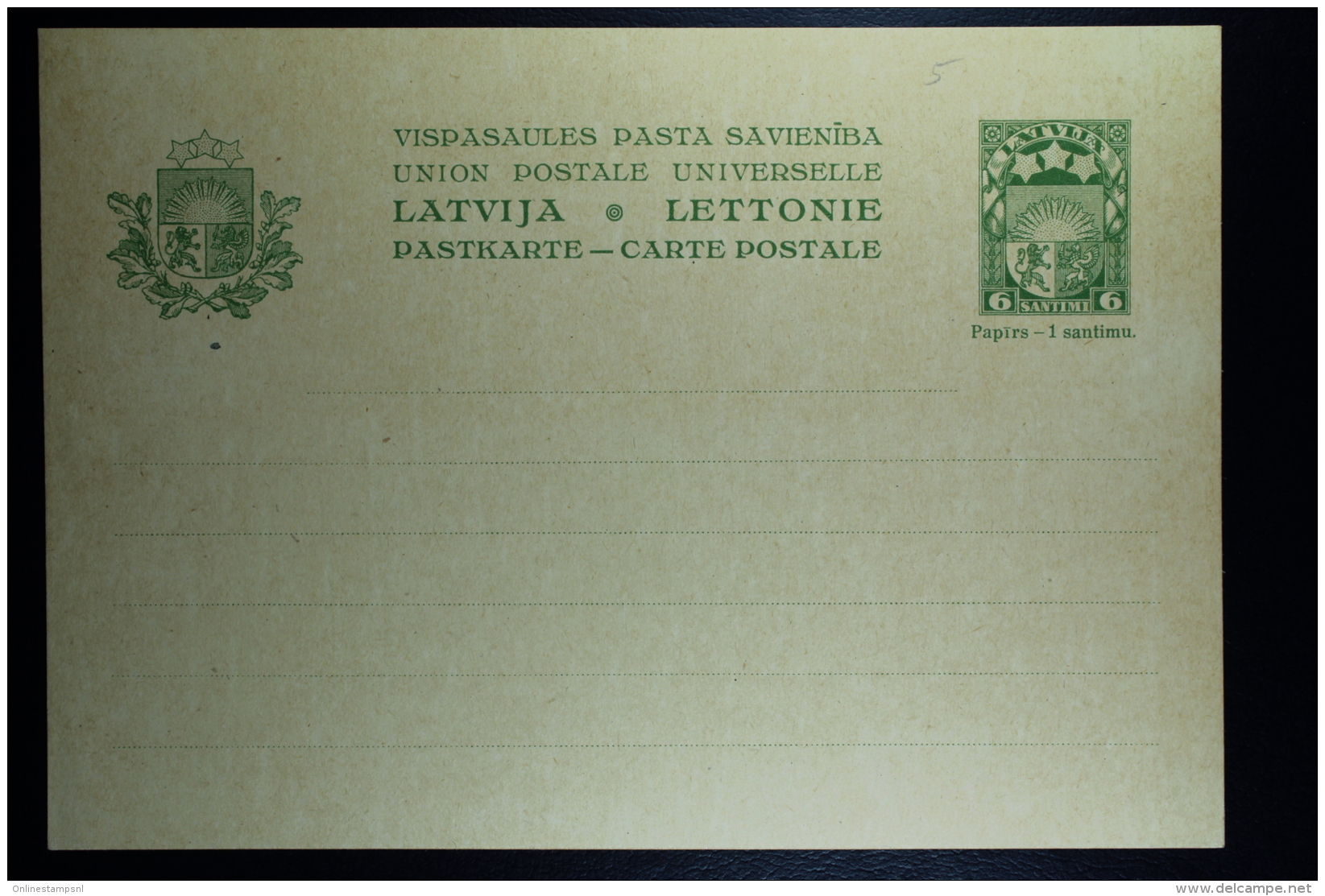 Letland / Latvia Postcard Mi Nr P5  Not Used - Lettland