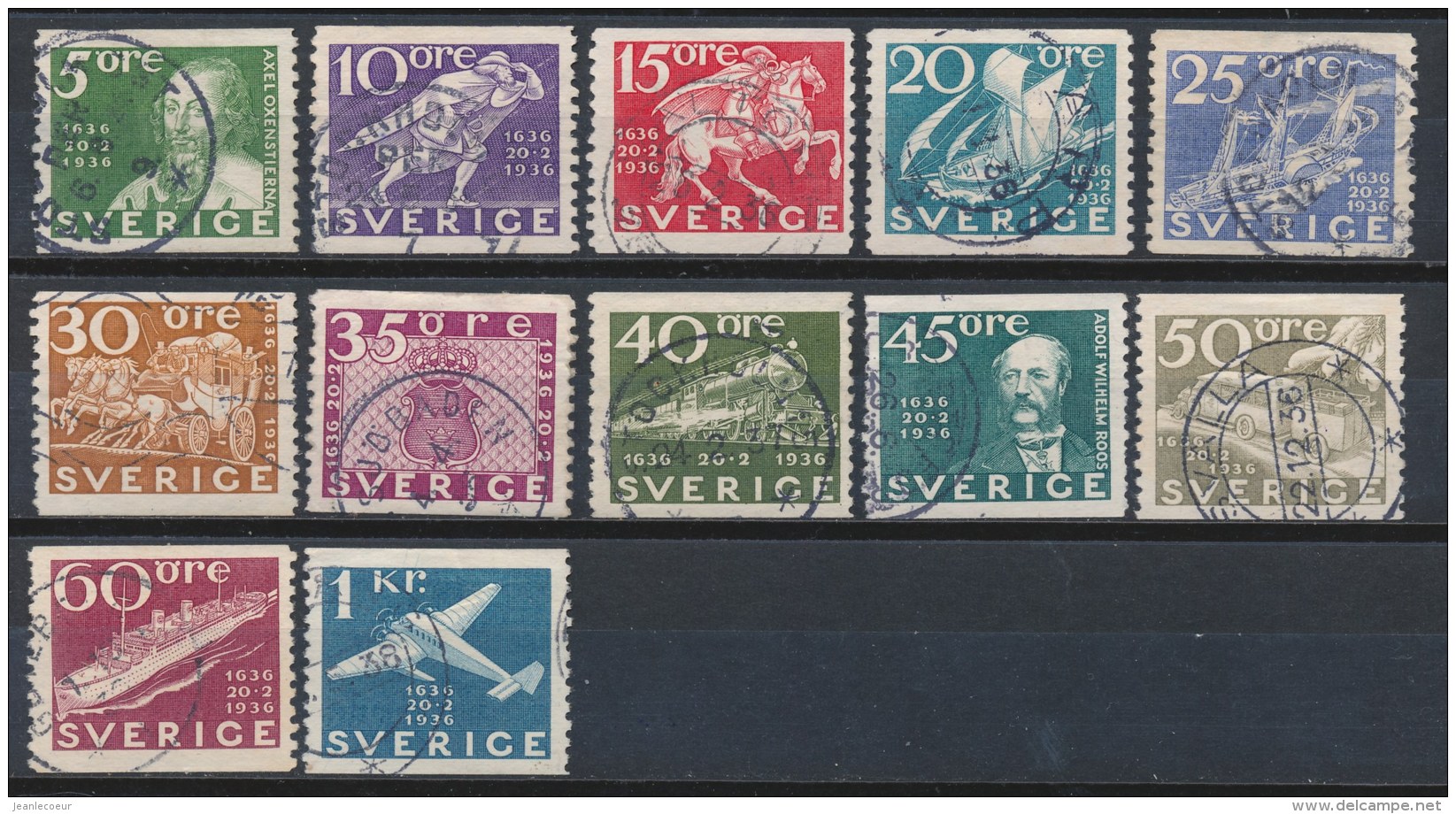 Zweden/Sweden/Schweden/Suede 1936 Mi: 227A-238A Yt: 235-246 (Gebr/used/obl/o)(216) - Gebruikt