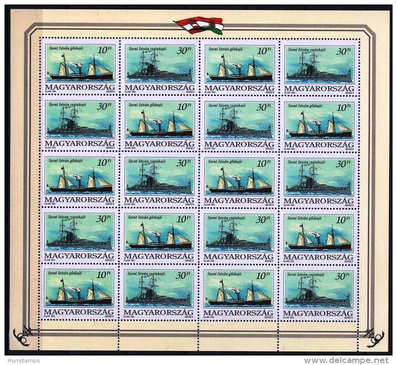 Hungary 1993. FAMOUS SHIPS - COMPLETE SHEET WITH SPEC. CORNER MNH (**) Michel: 4264-4265 - Fogli Completi