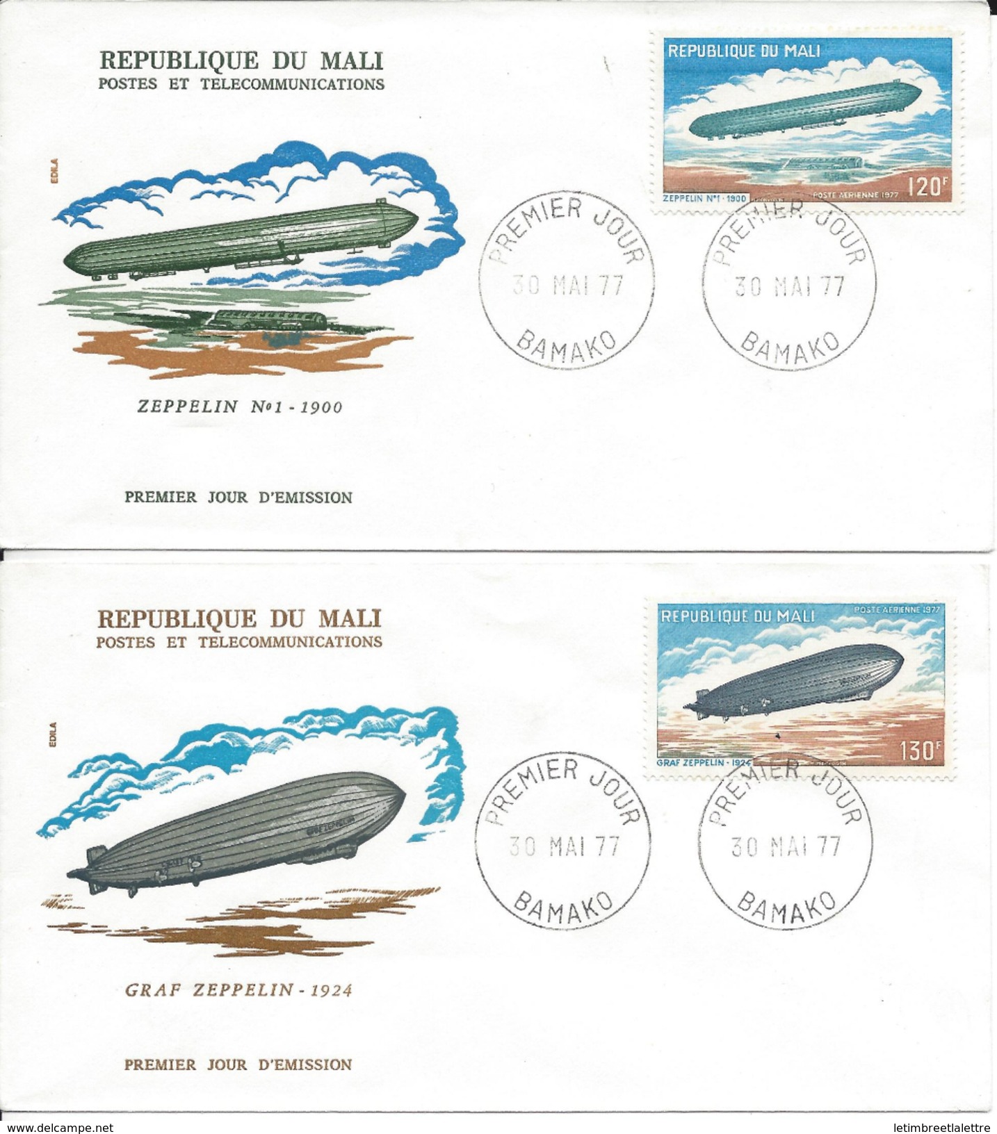FDC République Du Mali, Graf Zeppelin, Bamako 30 Mai 1977 - Zeppelins