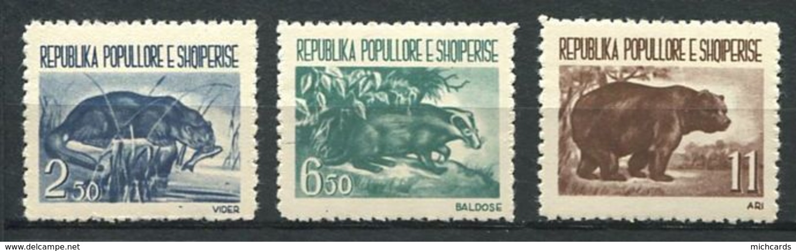 193 ALBANIE 1961 - Yvert 549/51 - Loutre Blaireau Ours (c) -  Neuf ** (MNH) Sans Trace De Charniere - Albania