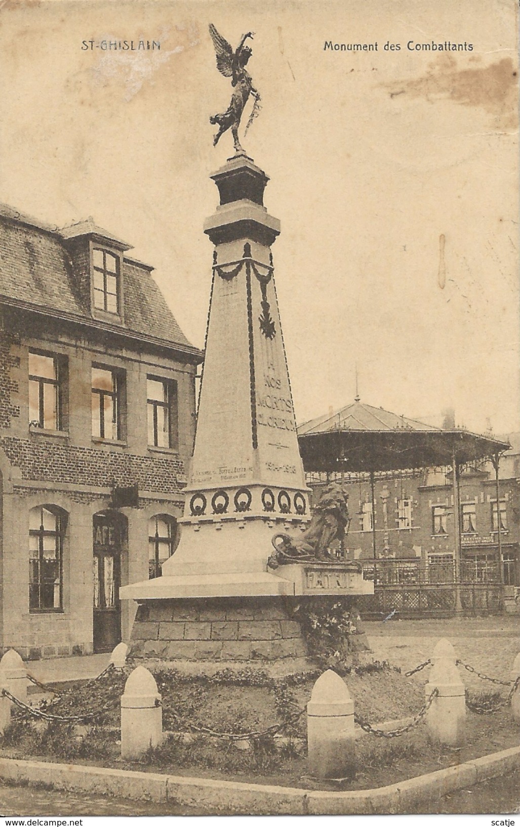 St-Ghislain    Monument Des Combattants  1931  Naar   Chatelet  (vlekken) - Saint-Ghislain