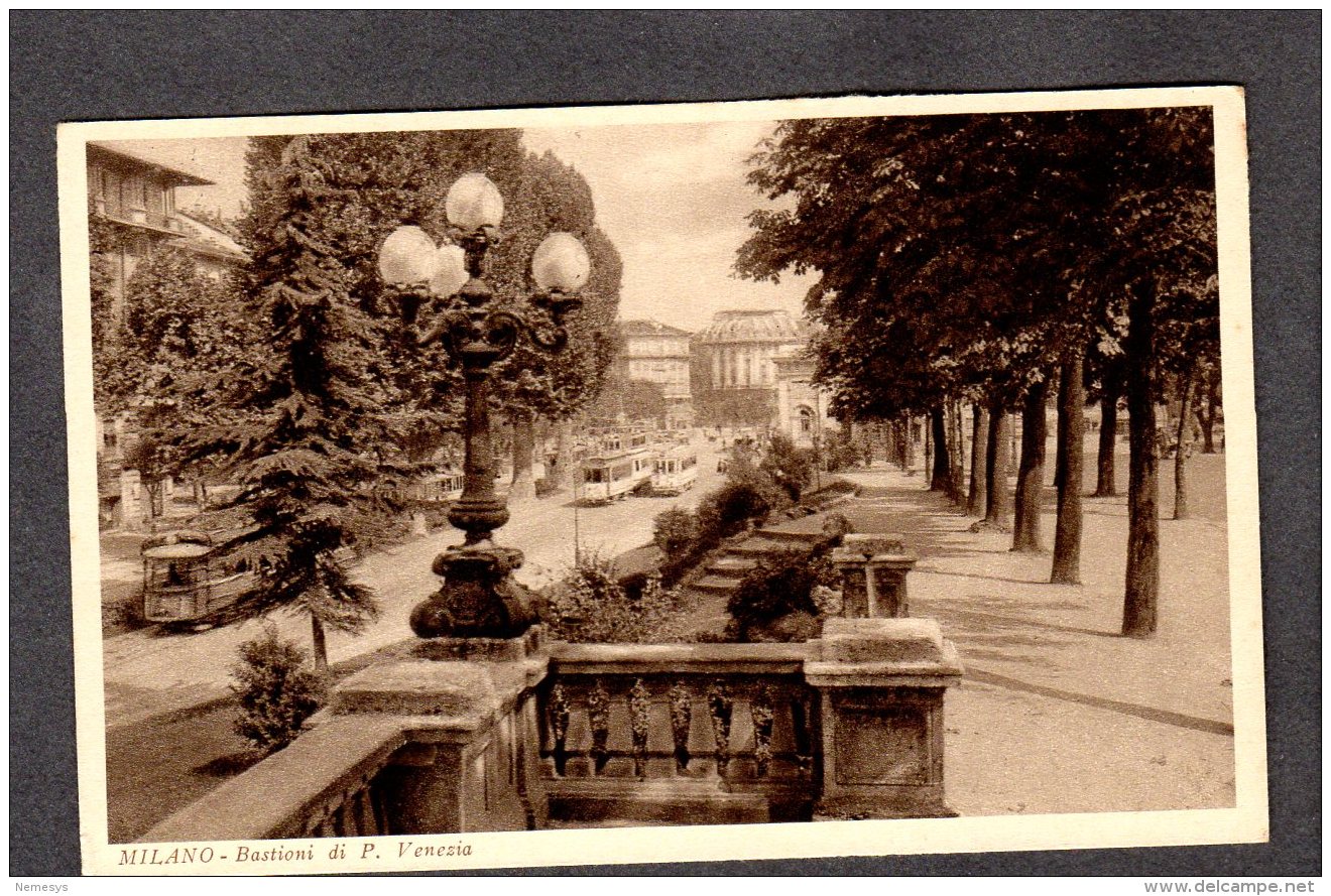 MILANO BASTIONI DI PIAZZA VENEZIA FP NV  SEE 2 SCANS ANIMATA TRAM - Milano