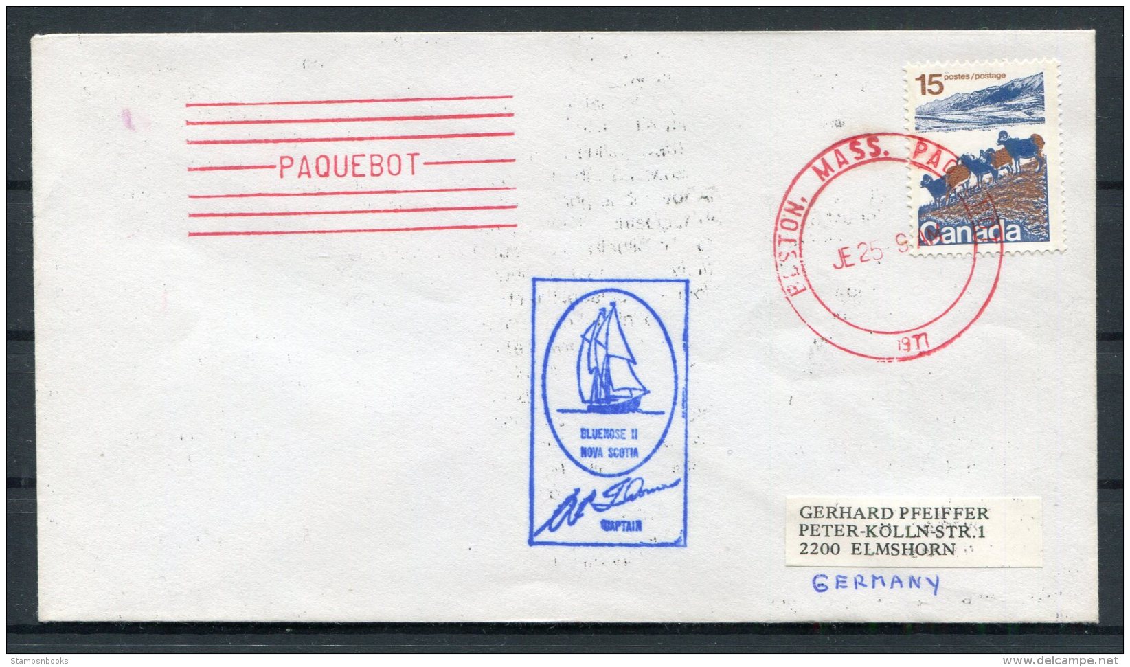 1977 Canada Nova Scotia Ship Cover. Boston USA Paquebot - Enveloppes Commémoratives