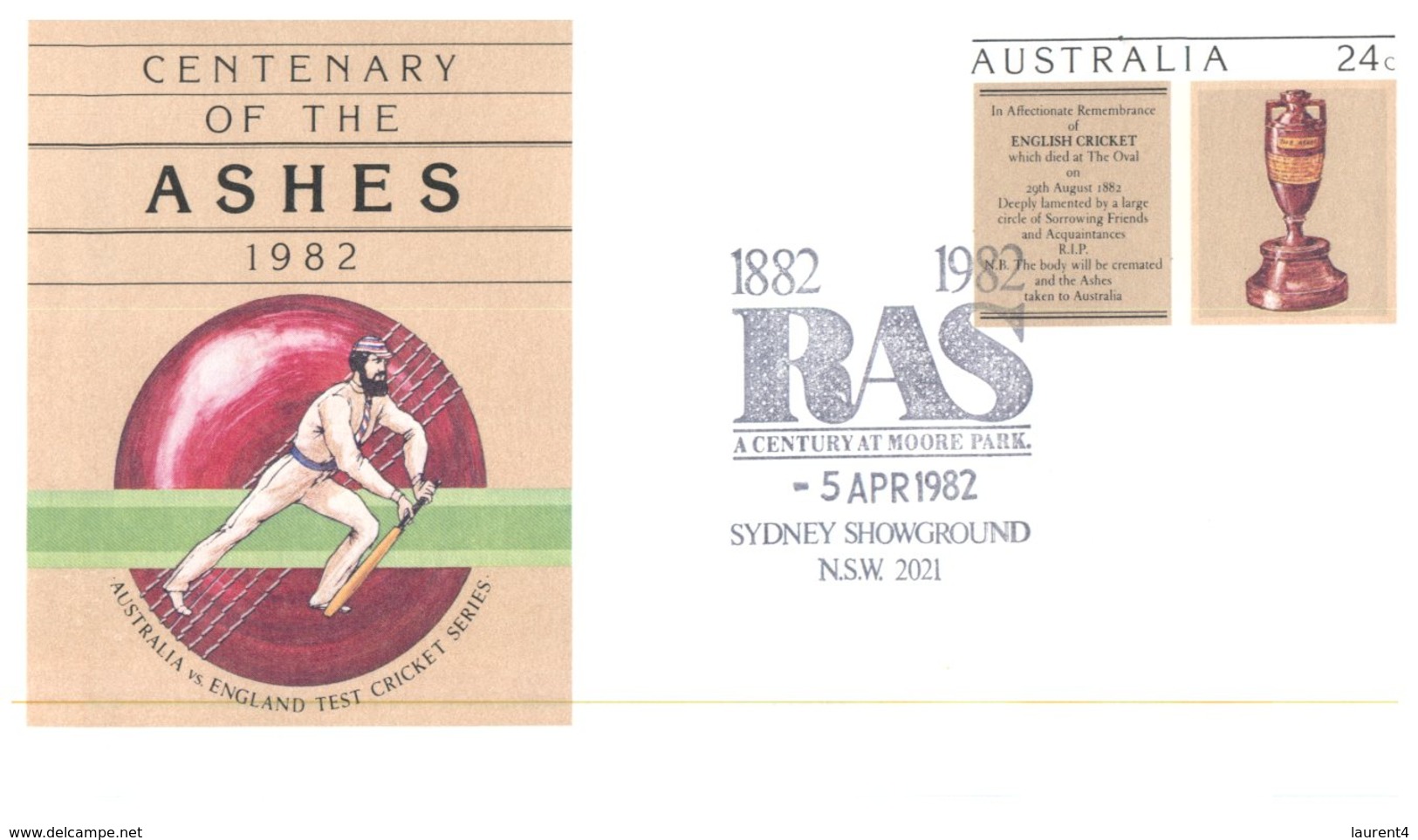 (155) Australia - FDC - 1982 - Sydney Showground RAS - Ashes Cricket - Sobre Primer Día (FDC)