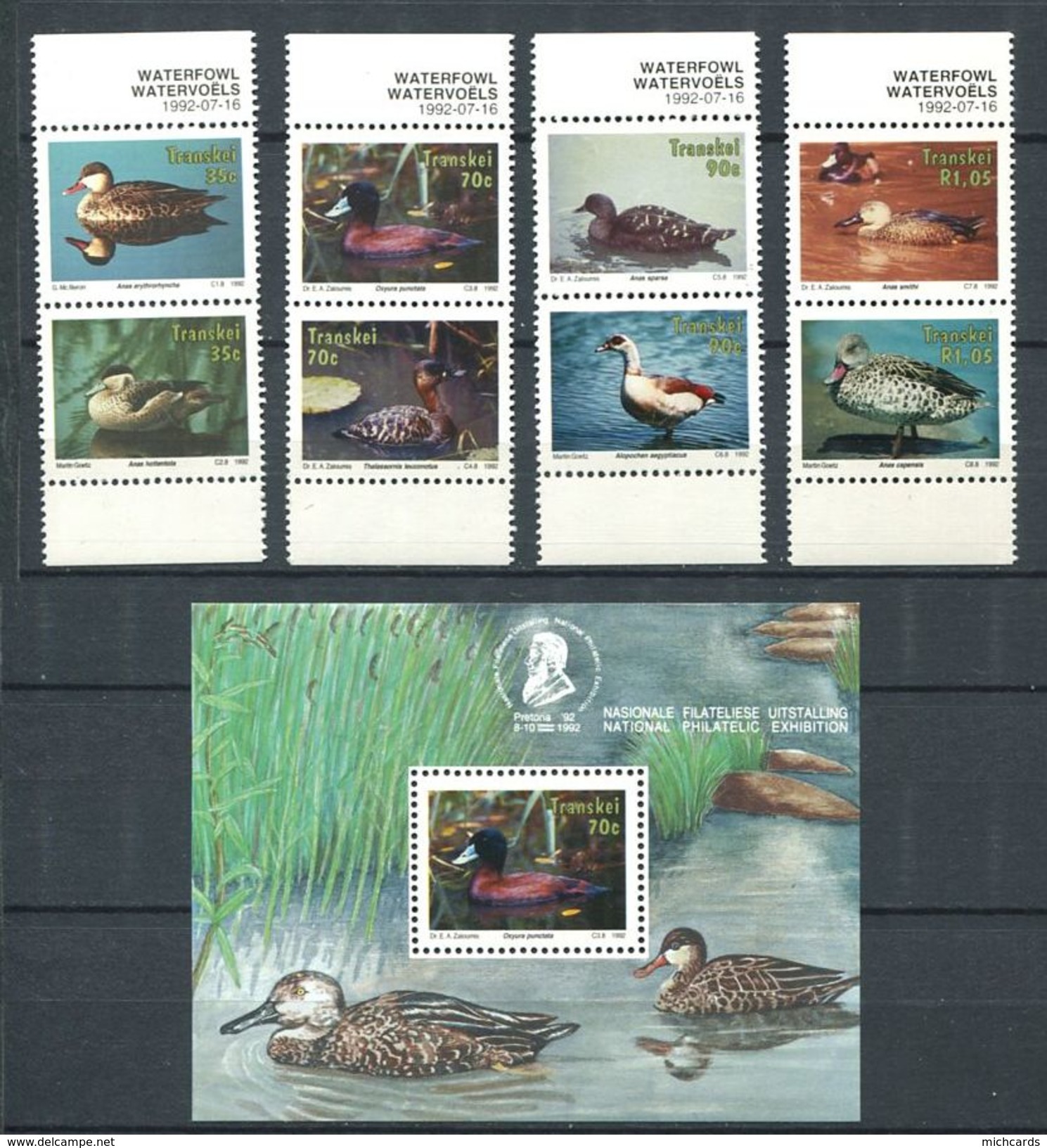 193 TRANSKEI 1992 - Yvert 287/94 BF 9 - Oiseau Aquatique Canard -  Neuf ** (MNH) Sans Trace De Charniere - Transkei