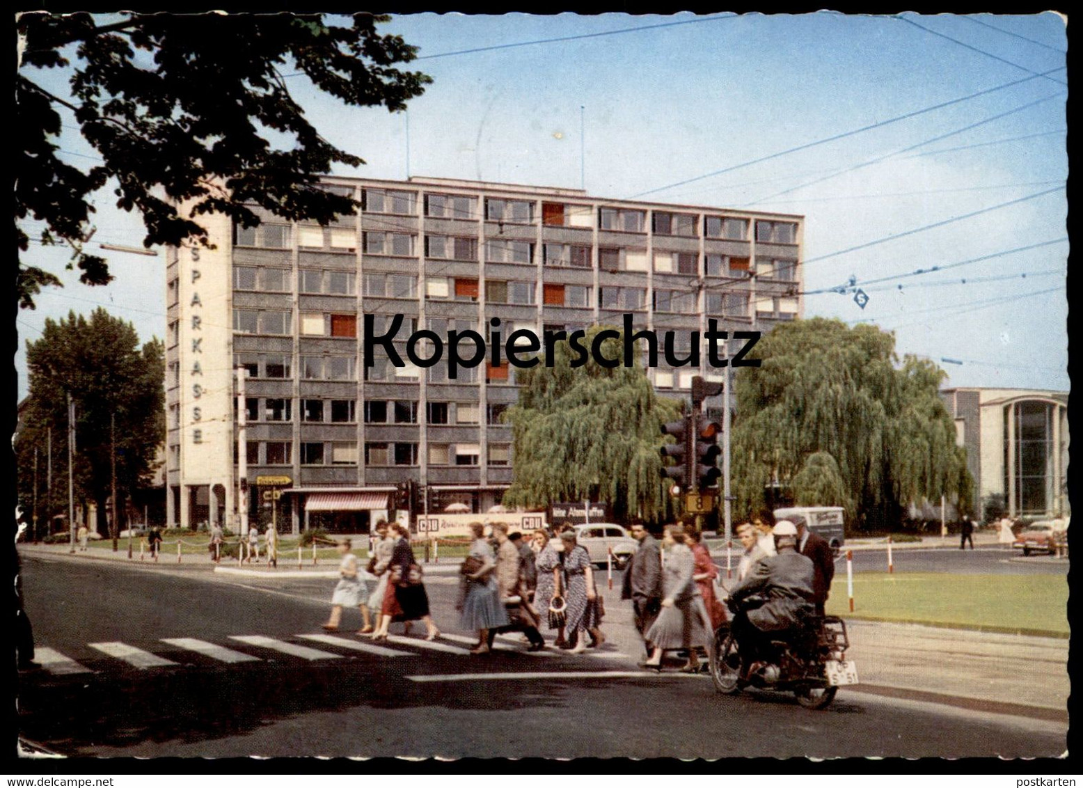 ÄLTERE POSTKARTE LEVERKUSEN STADTHOCHHAUS PLAKAT KEINE ATOMWAFFEN SOWIE CDU No Nuclear Weapon Motorrad Postcard Cpa - Leverkusen