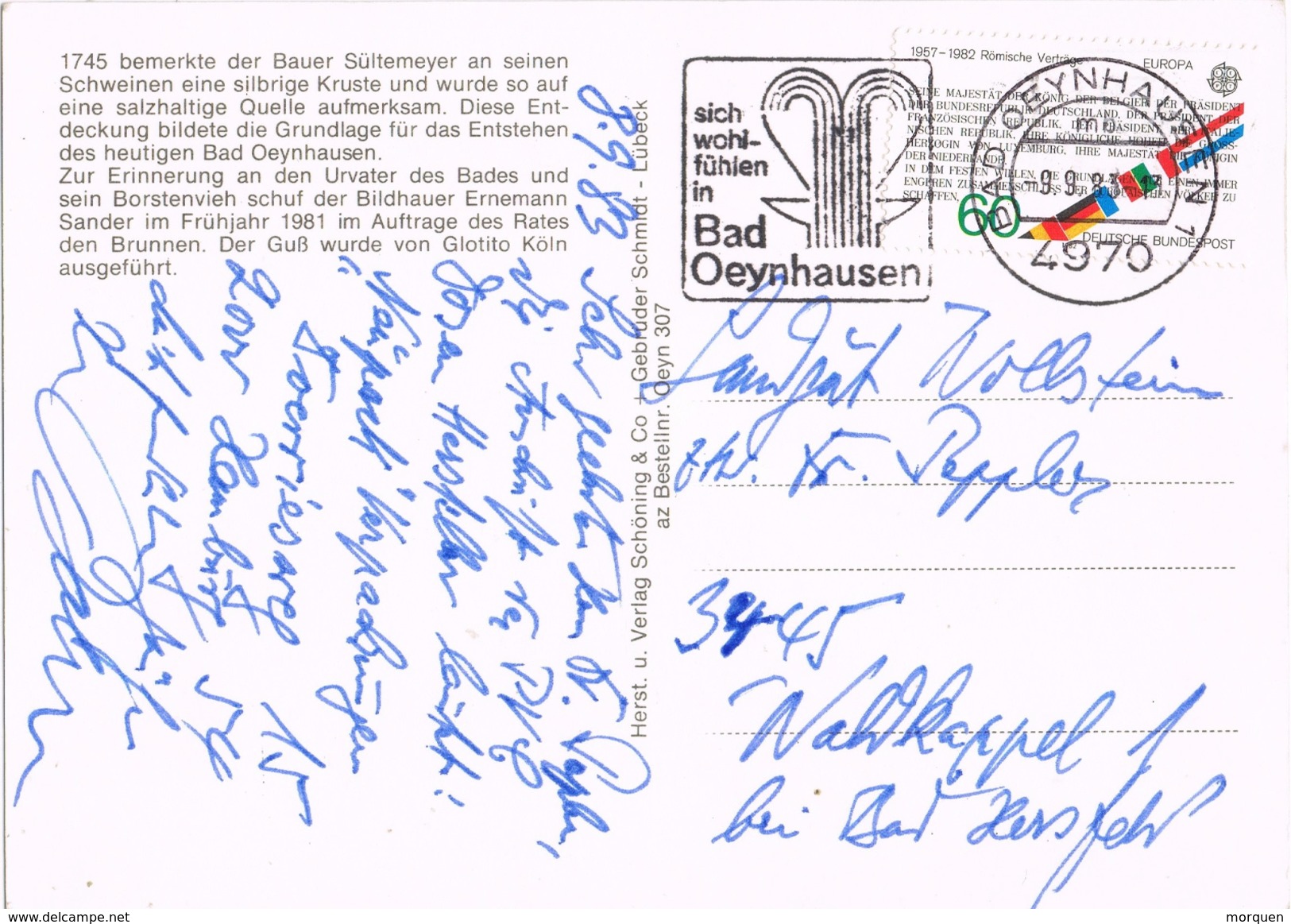 23232. Postal BAD OEYNHAUSEN (Alemania Federal) 1983. Baños, Fuente Termal - Cartas & Documentos