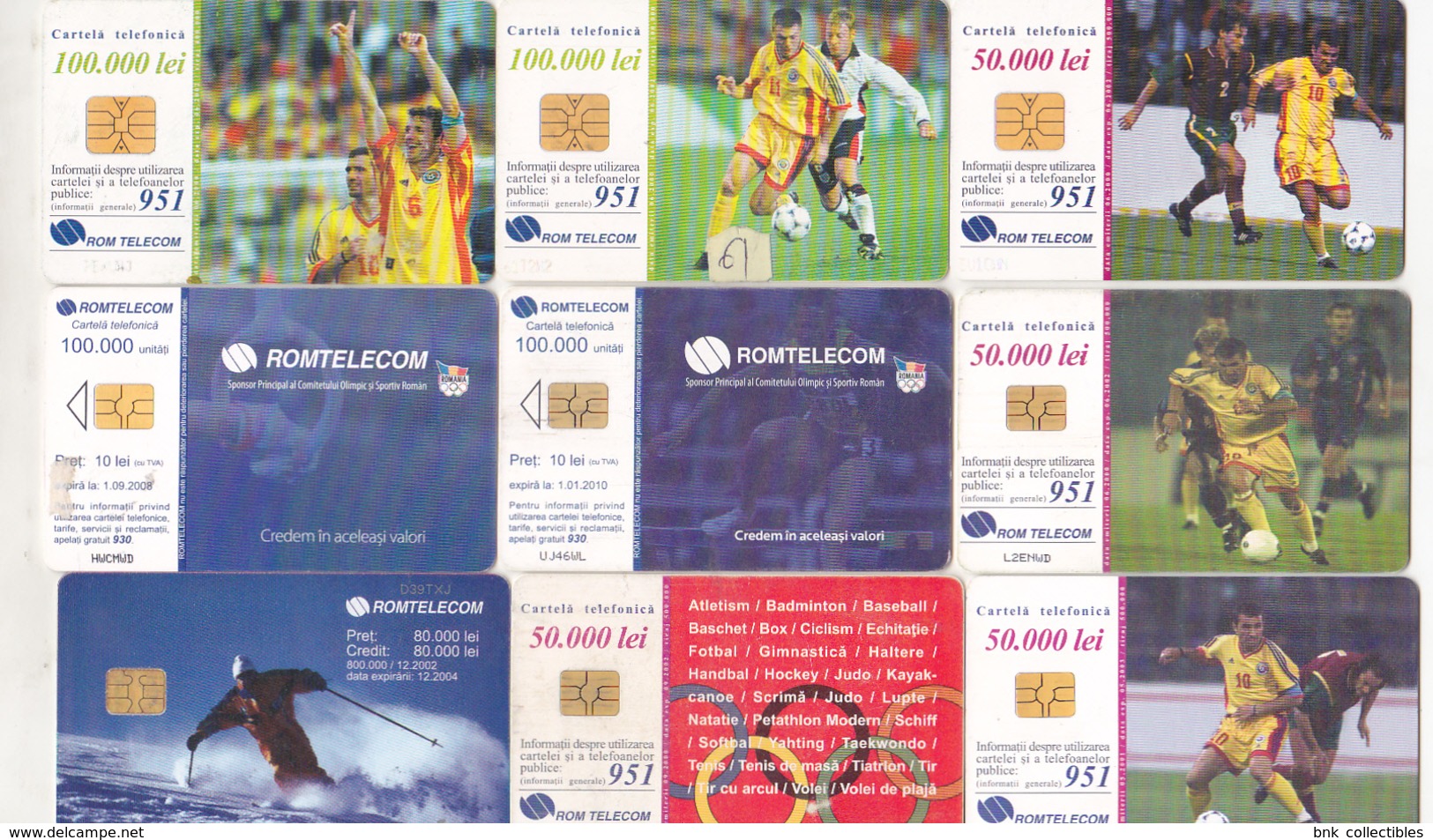 Romania 9 Different Old Chip Phonecards  - Sport - Sport