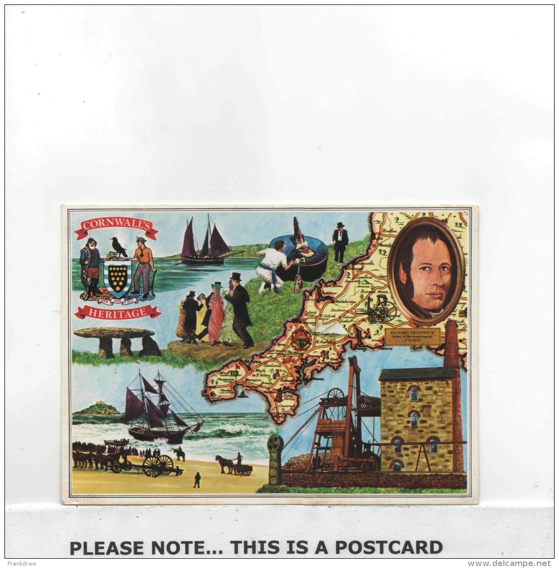 Postcard - Map - Cornwall's Heritage  New Unused - Unclassified