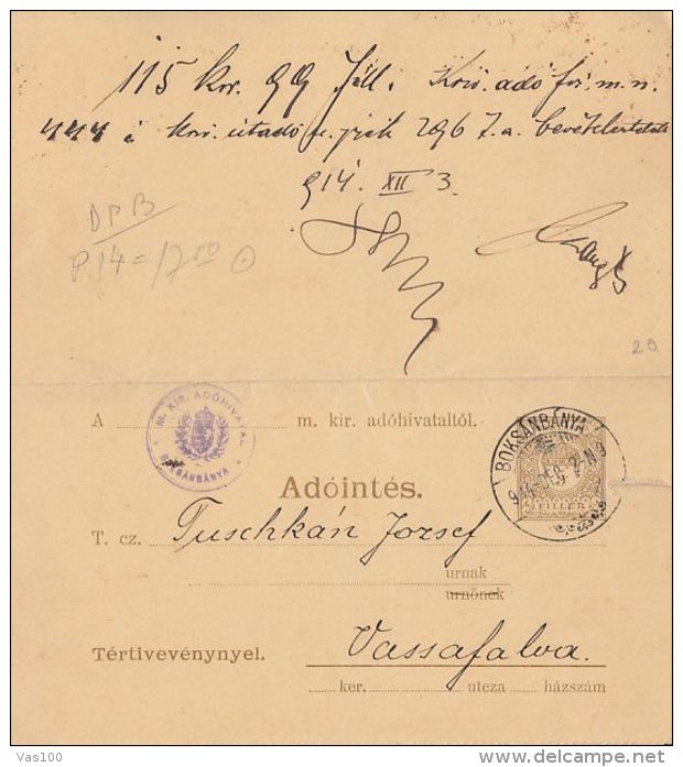 TAX ADMONITION, 5 FILLER STATIONERY, ENTIER POSTAL, 1914, HUNGARY - Ganzsachen