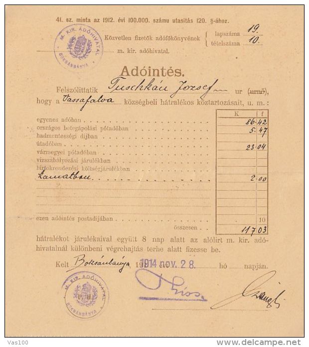 TAX ADMONITION, 5 FILLER STATIONERY, ENTIER POSTAL, 1914, HUNGARY - Ganzsachen