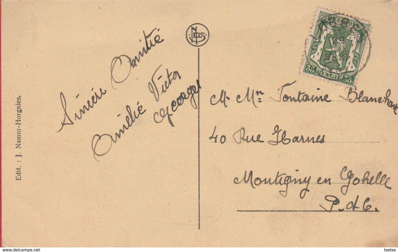 Lobbes - Le Centre ... La Sambre , Péniche - 1937 ( Voir Verso ) - Lobbes