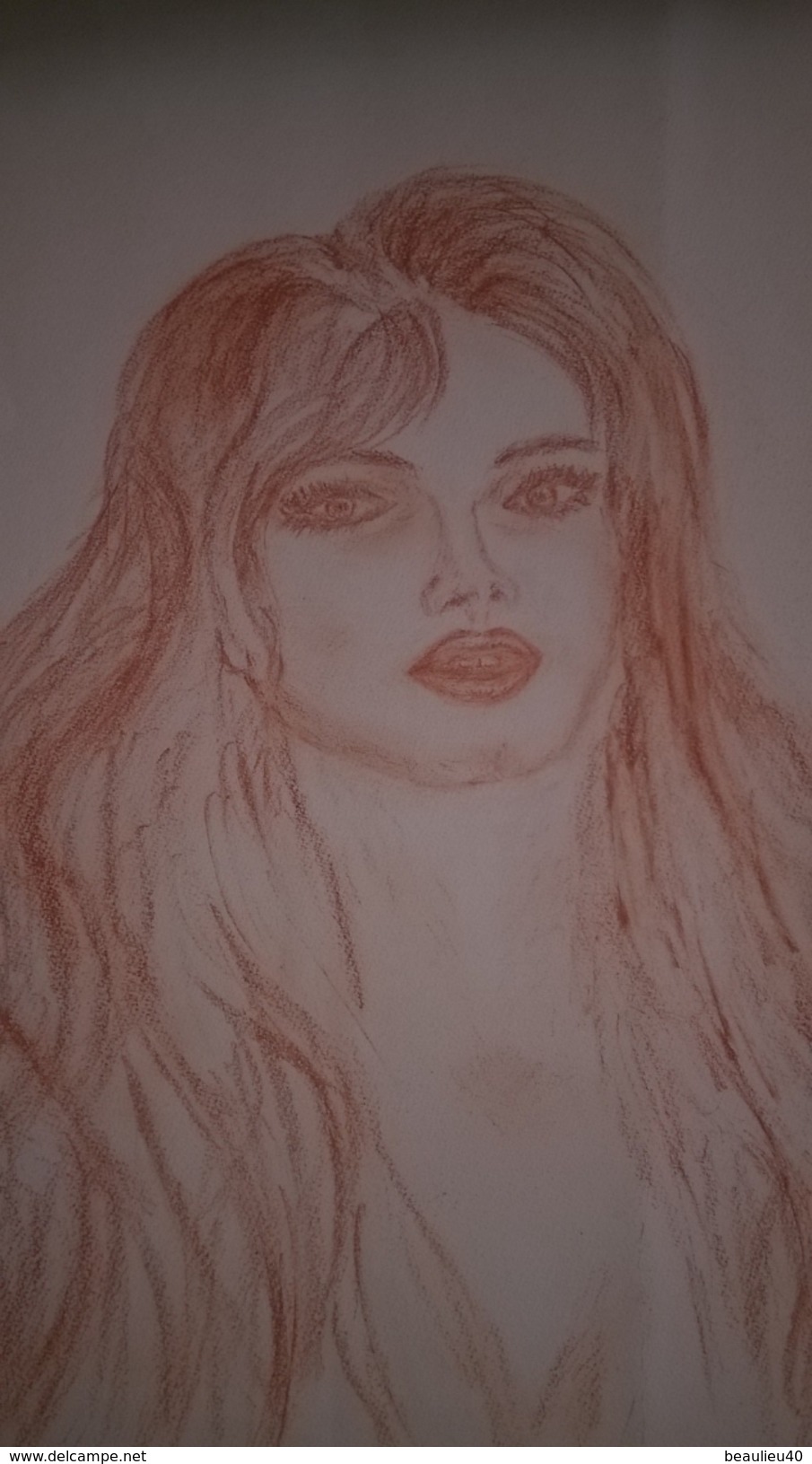 PORTRAIT  FEMME À LA SANGUINE  ORIGINAL  SIGNÉE ROAN - Dessins