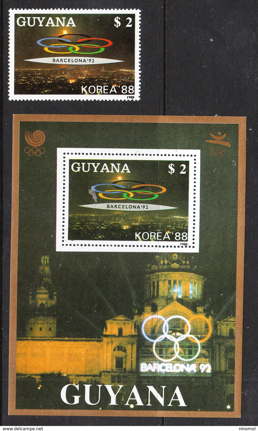 Guyana   -   1989. Pre- Barcellona '92. Singolo E Foglietto. MNH - Sommer 1992: Barcelone