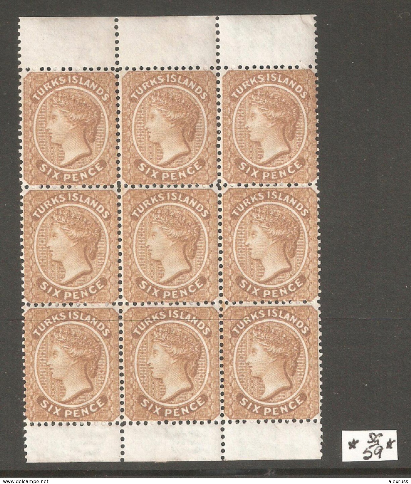 Turks Islands 1885-1895 Queen Victoria Blocks,Sc 48a//53,VF MNH**OG,Offers Welcomed !!