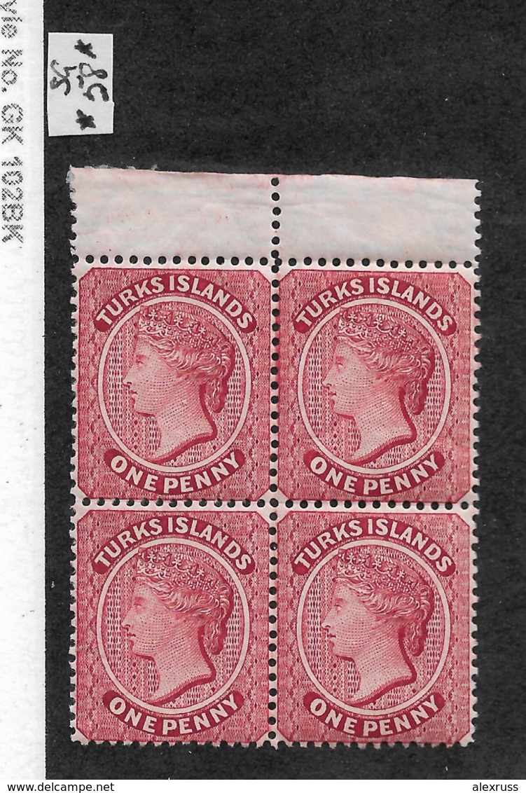 Turks Islands 1885-1895 Queen Victoria Blocks,Sc 48a//53,VF MNH**OG,Offers Welcomed !!