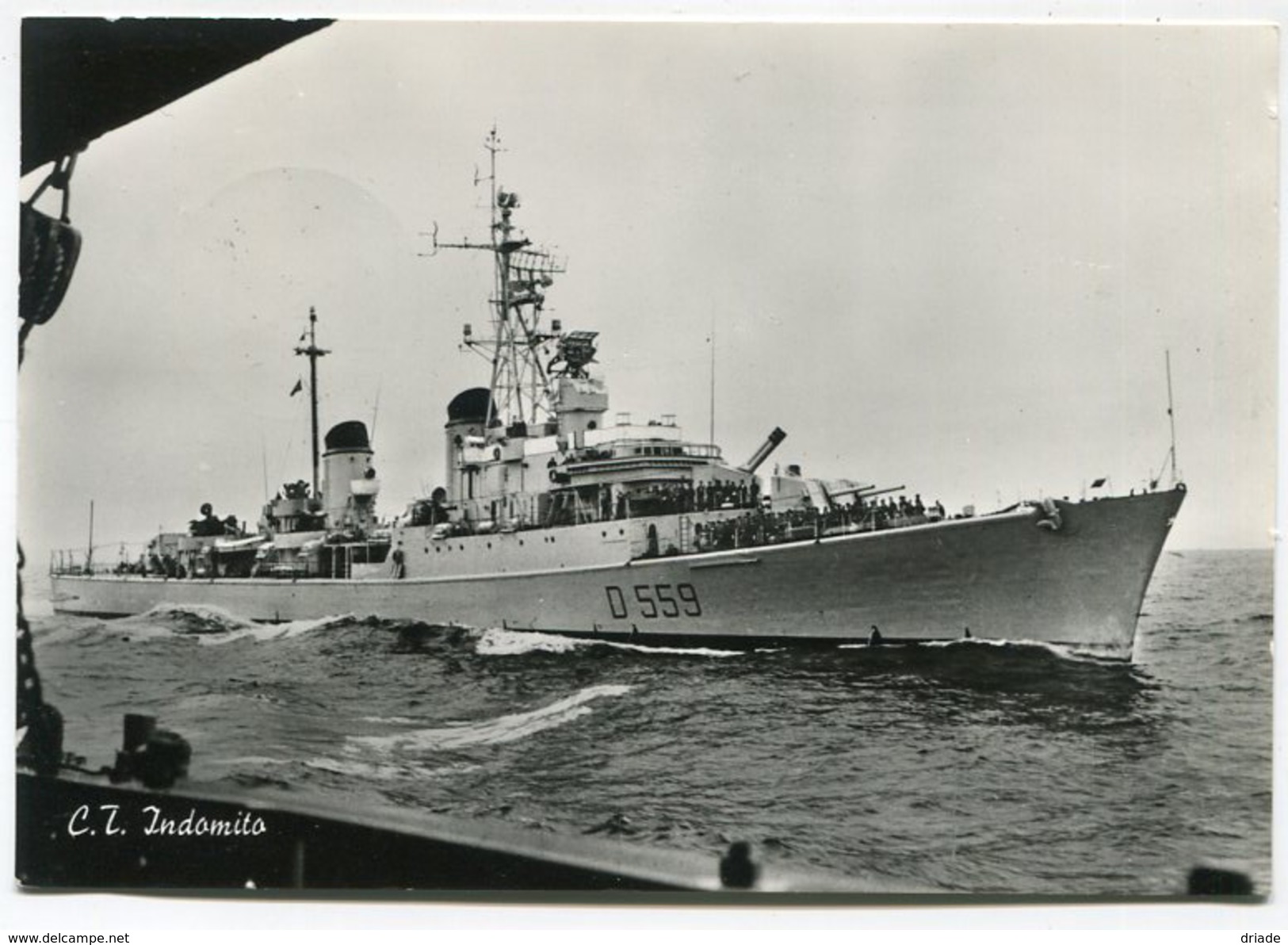 FOTO CARTOLINA CACCIATORPEDINIERE INDOMITO NAVE REGIA MARINA MILITARE VIAGGIATA ANNO 1966 - Guerra