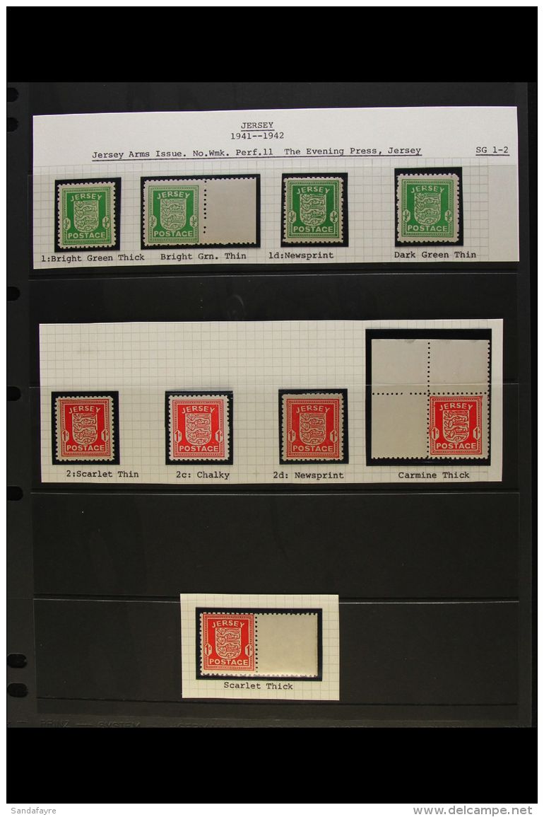JERSEY &frac12;d And 1d NHM Range With Shades GERMAN OCCUPATION 1941-43 &frac12;d And 1d All Different Never... - Altri & Non Classificati