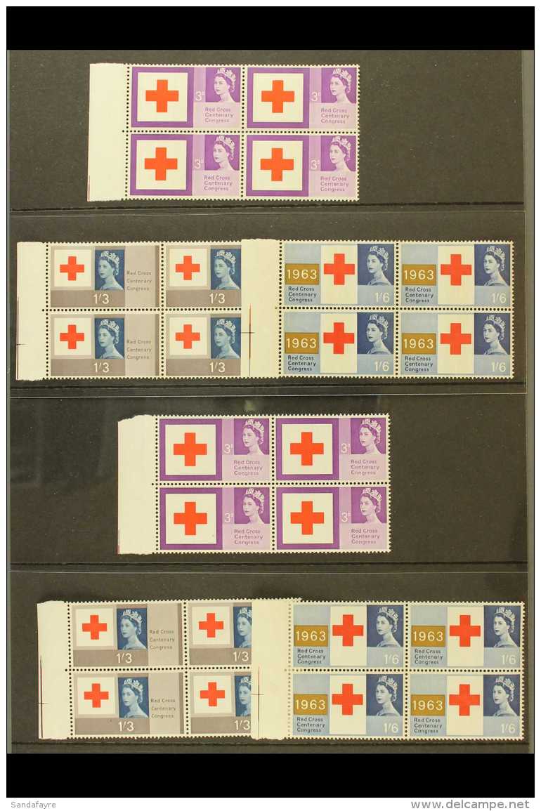 1963 Red Cross Sets (non Phosphor &amp; Phosphor), SG 642/44 &amp; SG 642p/44p As Never Hinged Mint Marginal... - Altri & Non Classificati