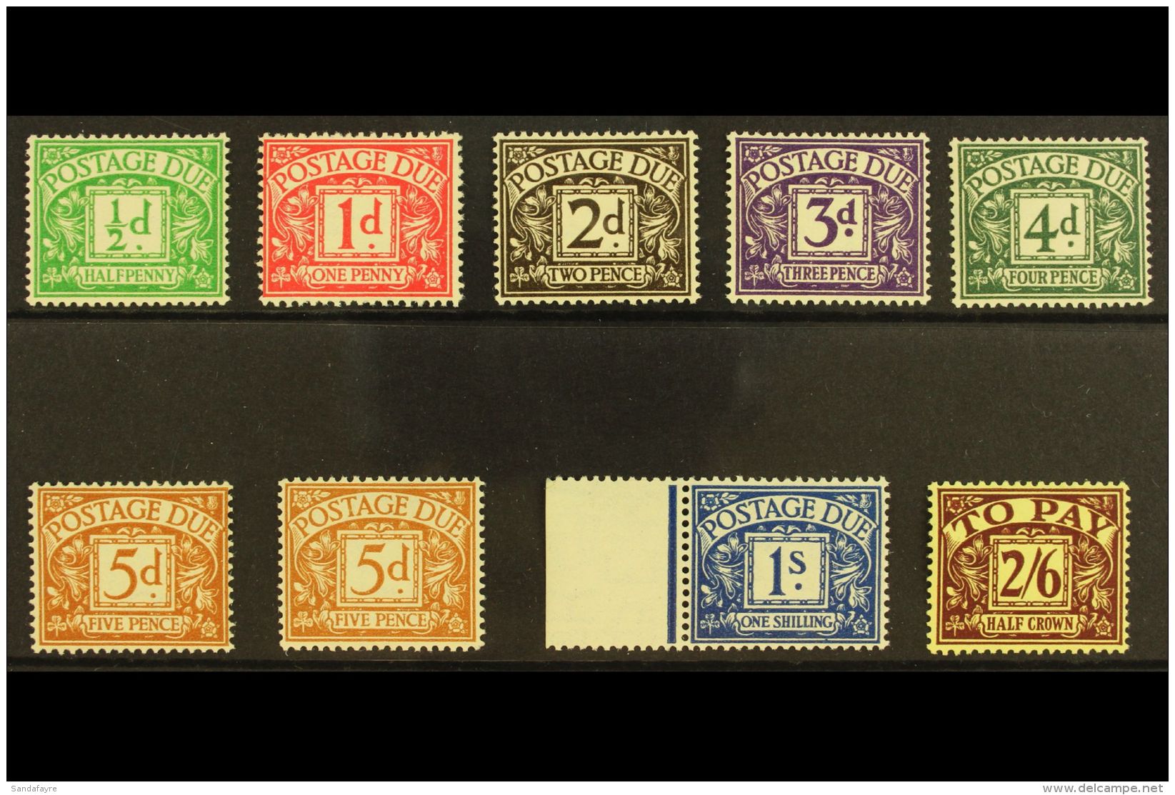 POSTAGE DUES 1936-7 KEVIII Set, Wmk "E 8 R" With Both 5d Shades, SG D19/25, D24a, Very Fine Mint, Some Values... - Non Classés
