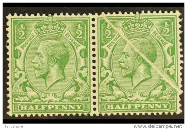 1924-26 &frac12;d Green (SG 418) Mint Horizontal Pair, One Stamp With Dramatic Diagonal White Line, Due To... - Non Classés