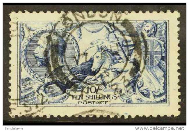 1915 10s Deep Blue De La Rue Seahorse, SG 411, Fine Used With Neat Cds Cancels, Well- Centered &amp; Strong... - Ohne Zuordnung