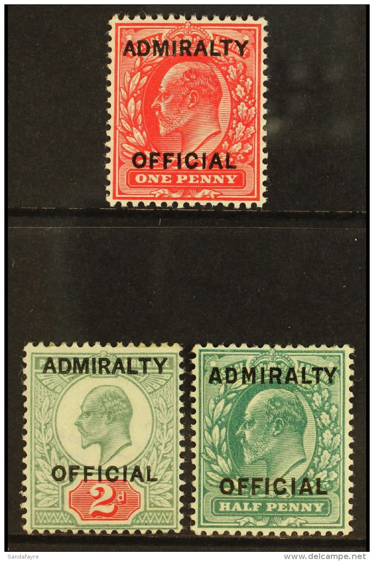 OFFICIALS "ADMIRALTY OFFICIAL" 1903 1d &amp; 2d, 1903-4 (different "M") &frac12;d Blue-green, SG O102, O104, O107,... - Non Classificati