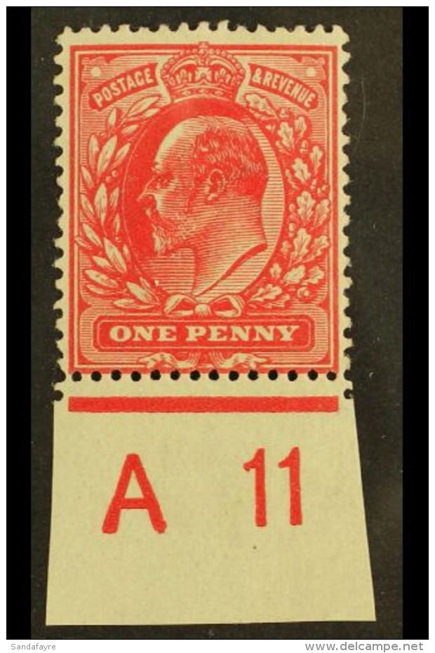 1911 1d Intense Rose- Red Harrison Printing, SG Spec M7(3), Lightly Hinged Mint With A11 Control Number Margin.... - Non Classés