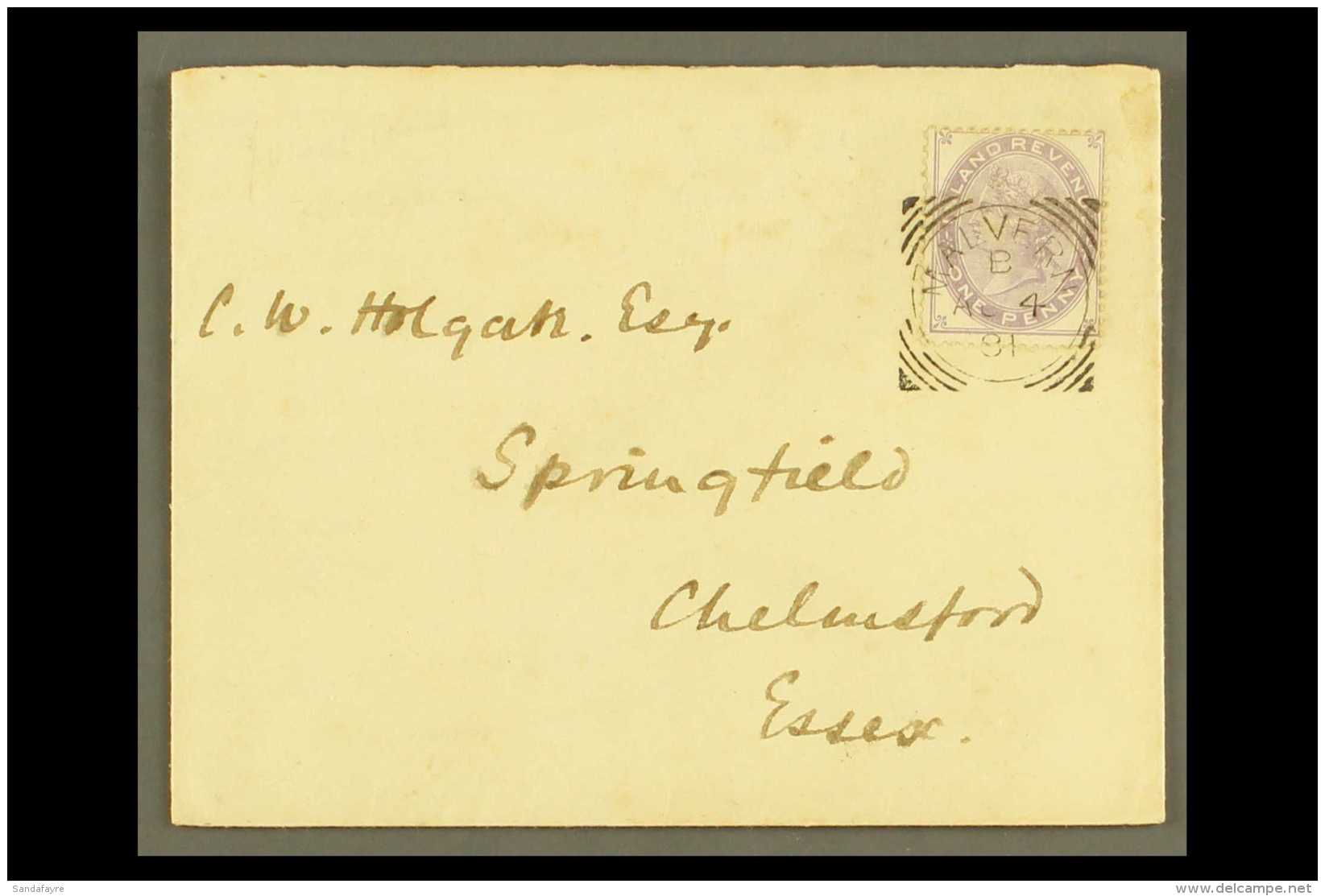 1891 POSTAL FISCAL ON COVER 1d Purple, SG F23 On Neat Cover Tied By Upright Malvern Squared Circle. For More... - Autres & Non Classés