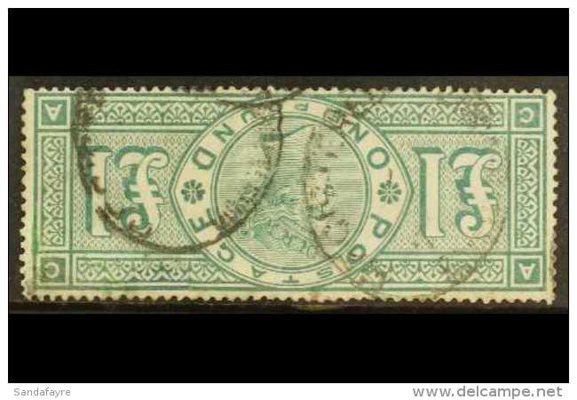 1887 RARE "INVERTED WMK" VARIETY &pound;1 Green, Variety "inverted Watermark", SG 212 Var (SG Spec. K 17b), Small... - Autres & Non Classés
