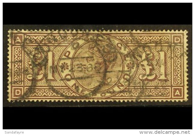 1884 &pound;1 Brown-lilac, SG 185, Used With Hooded Cds's, Tiny Thin Patch. Expertised Proschold BPP. For More... - Autres & Non Classés