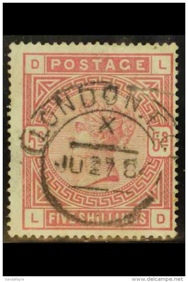1883-84 5s Rose On Blued Paper, SG 176, Very Finely Used With Missing Perf &amp; Small Thin At Left. A Lovely... - Autres & Non Classés