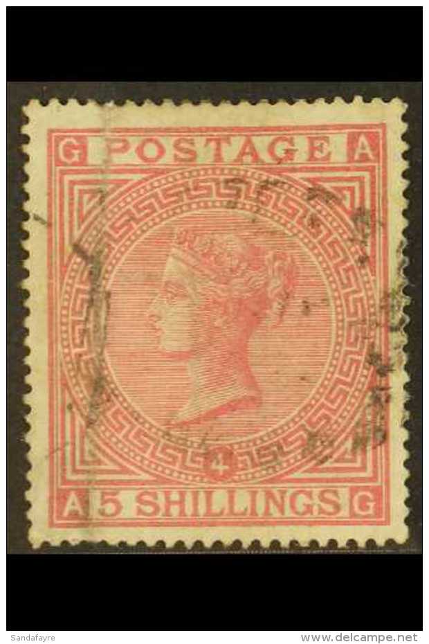 1867-83 5s Rose On White Paper, Wmk Anchor, SG 134, Lightly Used With Pressed Vertical Crease At Left. Rather Nice... - Altri & Non Classificati