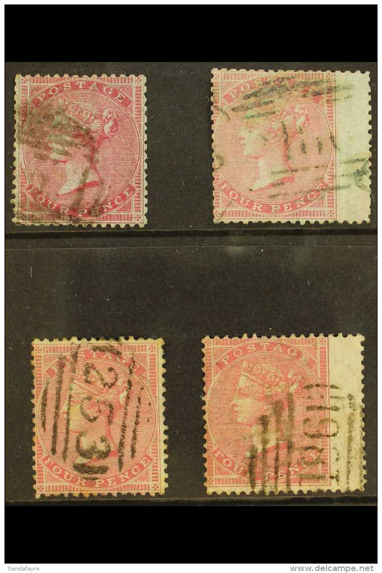 1855-56 SCARCE 4D's GROUP. The Small &amp; Medium Garter Watermark Group, SG 62, 63, 64 &amp; 65 Used With... - Autres & Non Classés