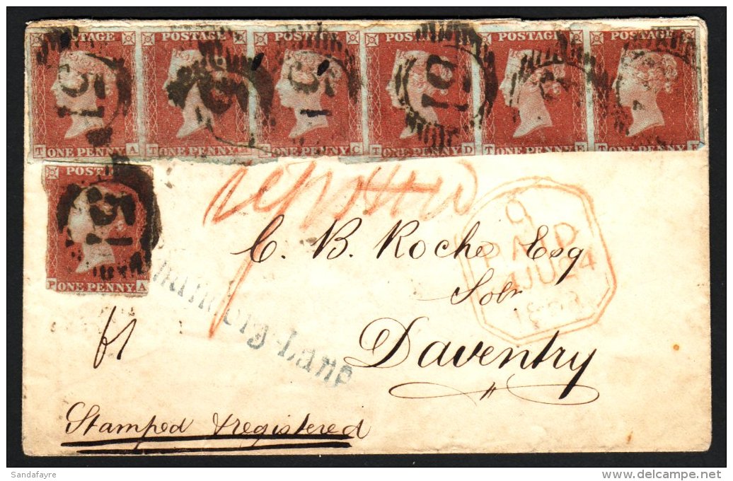 1853 (Jul 24) Envelope Registered From London To Daventry Bearing 1841 1d Red-brown HORIZ STRIP OF SIX Plus... - Altri & Non Classificati