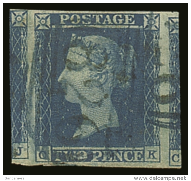 1841 2d Blue Plate IV, "C K", SG.14, An Enormous Four Margin Example Showing Large Portions Of Adjoining Stamps At... - Autres & Non Classés