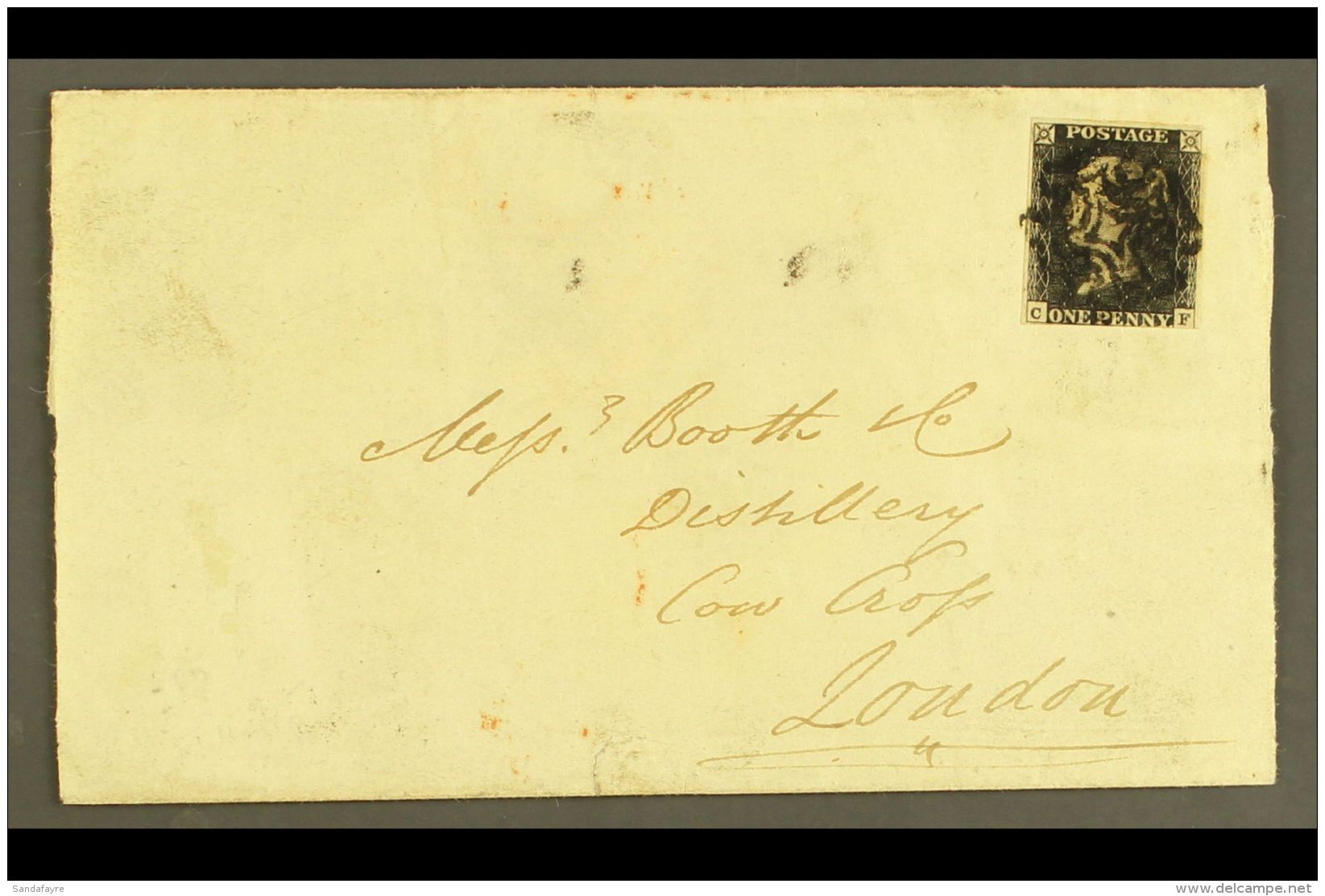 1840 PLATE XI ON COVER. 1840 1d Black 'CF' From Plate Eleven With Margins Just Brushing At Upper Right And Along... - Non Classificati