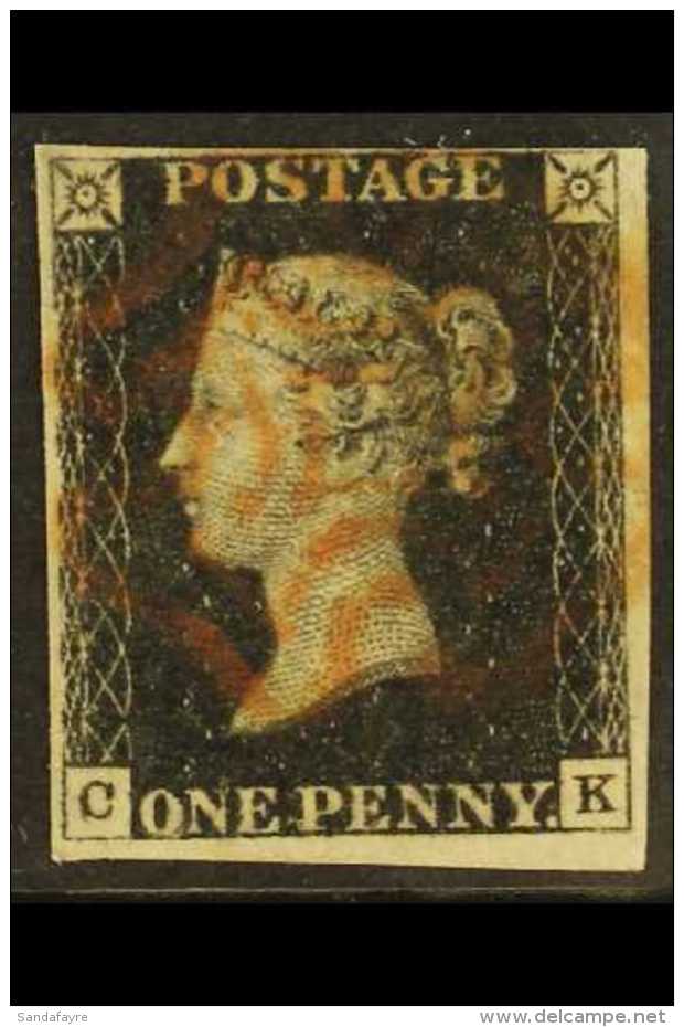 1840 1d Black 'CK' Plate 8, SG 2, Used With 4 Margins And Light Red Maltese Cross Cancel For More Images, Please... - Non Classés