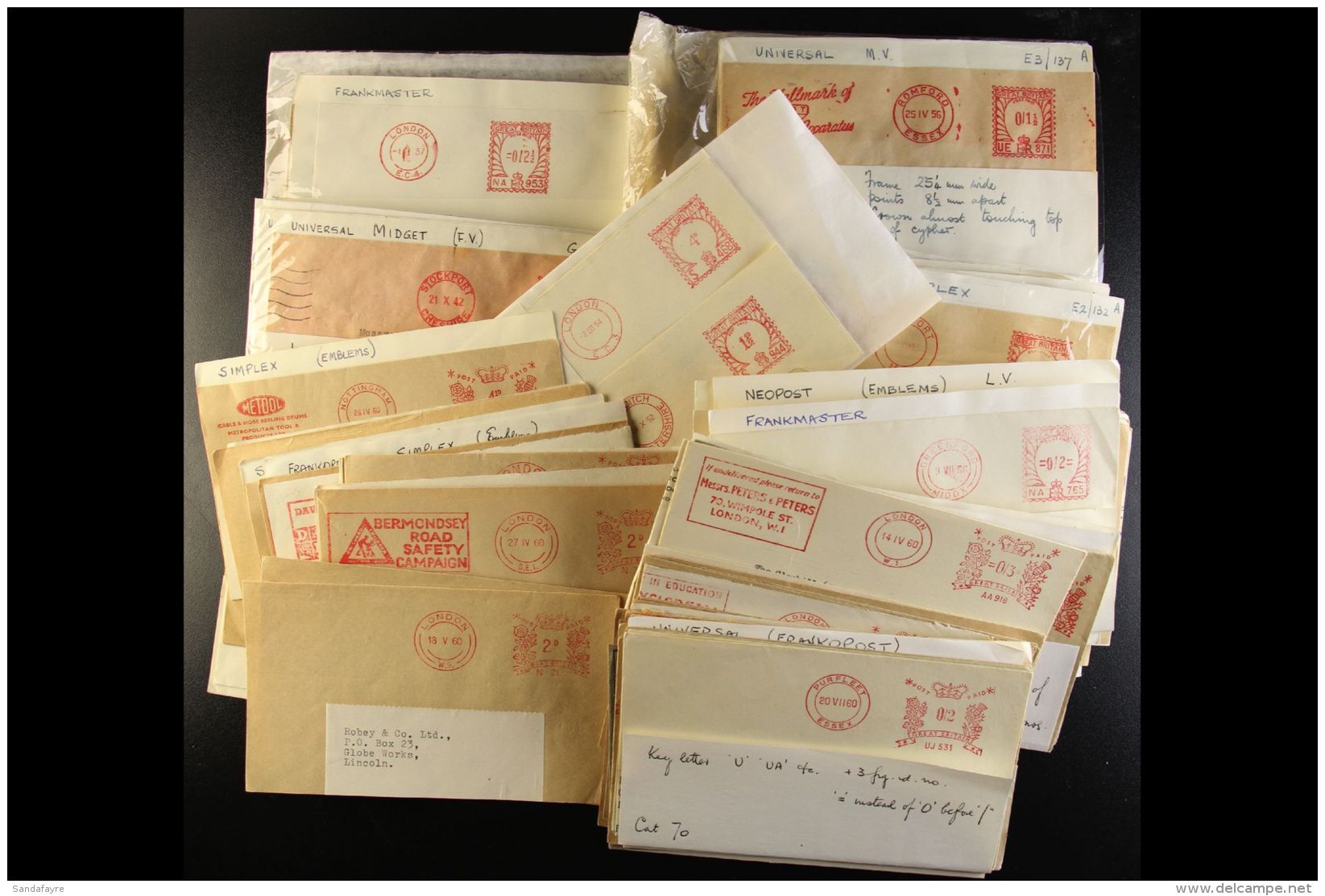 METER MAIL CANCELS 1930's To 1980's Collection Of Covers/pieces, Sorted By Machine Types In A Small Biscuit Box.... - Autres & Non Classés