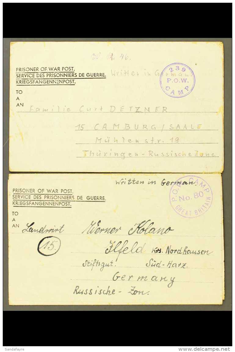 GERMAN P.O.W. CAMPS IN ENGLAND 1946 Two Printed P.O.W. Letter Sheets Written By Prisoners At Horbling Camp,... - Autres & Non Classés