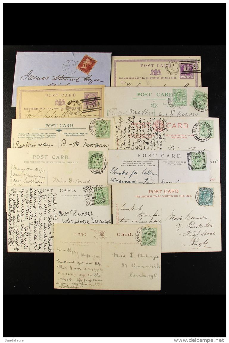 RAILWAY STATIONS &amp; T.P.O. CANCELS ON 1863-1910 COVERS &amp; CARDS A Lovely Group With 1863 Envelope Dumfries... - Altri & Non Classificati