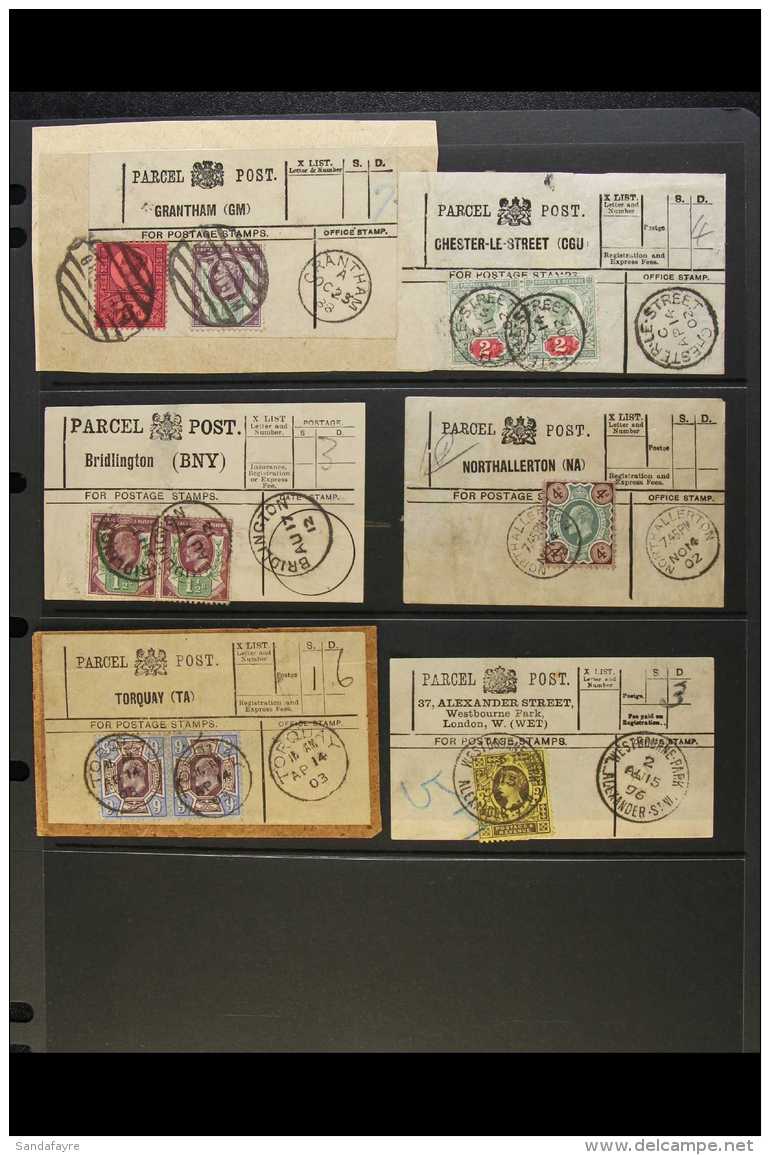 PARCEL POST LABELS WITH 1887 JUBILEE AND KE7 FRANKINGS 1888 Grantham With 1&frac12;d And 6d, 1896 Alexander St,... - Altri & Non Classificati
