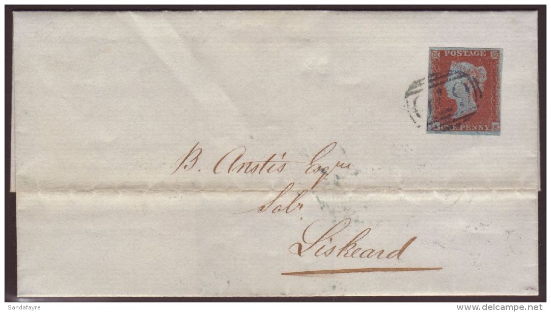 1852 SCARCE BLUE CANCELLATION 1d Red Imperf With Clear To Large Margins All Round, Tied On 1852 Cover From St... - Sonstige & Ohne Zuordnung