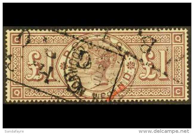 1888 &pound;1 Brown Lilac, Wmk Three Orbs, SG 186, Fine Used With  Tiny Red Crayon Mark. Rich Colour With... - Altri & Non Classificati