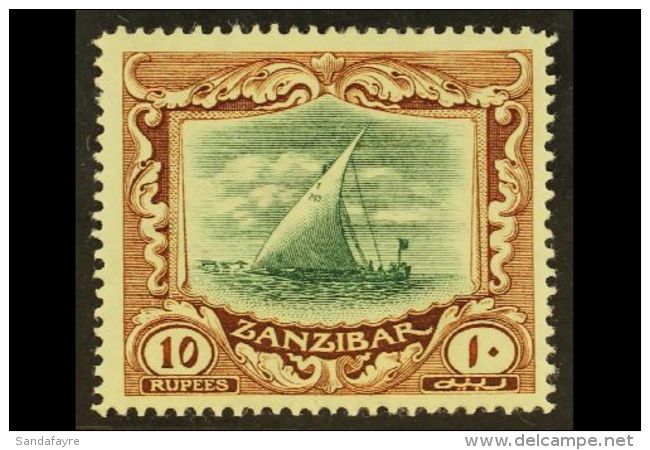 1913 10r Green And Brown Dhow, SG 260, Fine Mint. For More Images, Please Visit... - Zanzibar (...-1963)