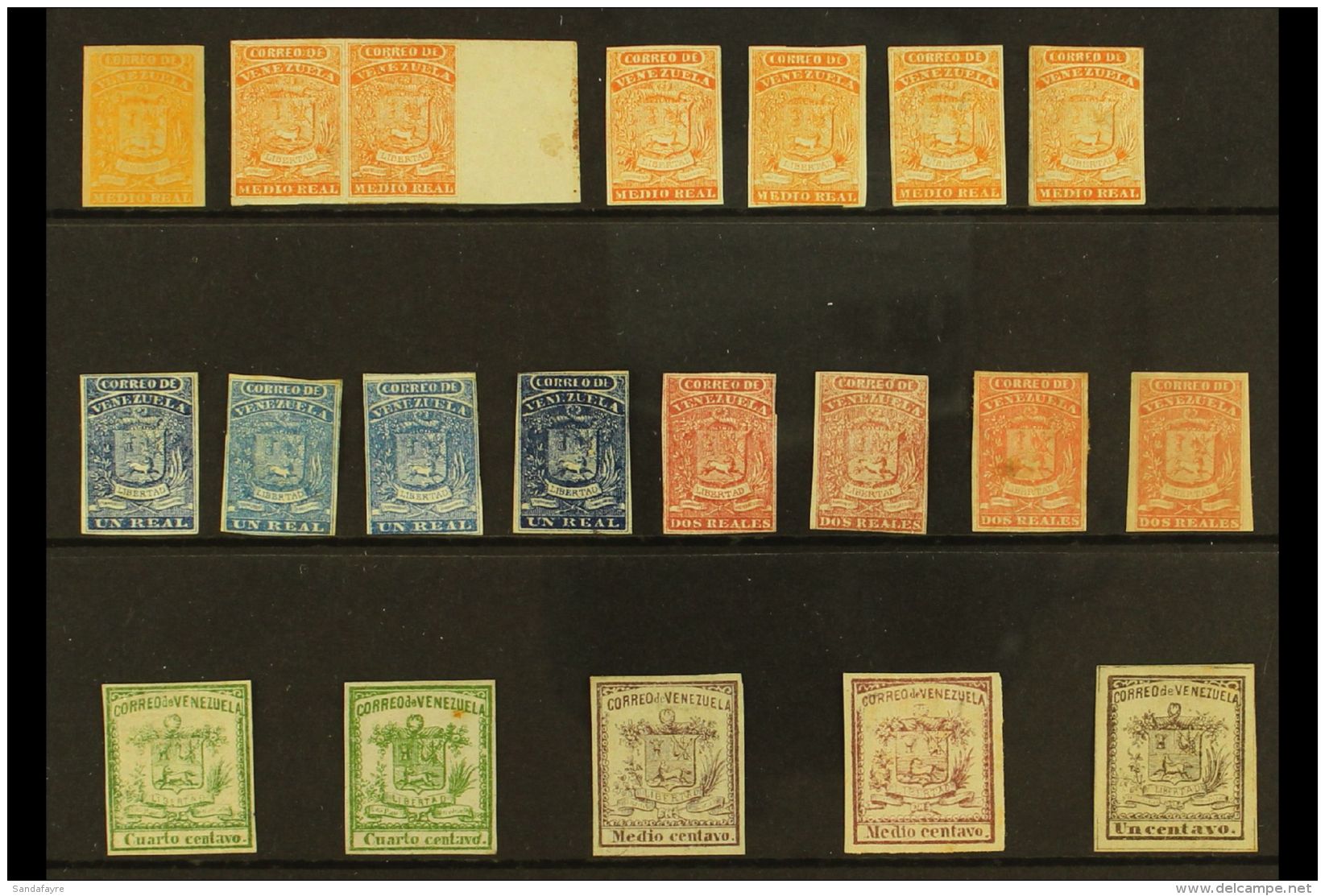 1859-62 "CLASSICS" SELECTION A Delightful Mint &amp; Unused Group On A Stock Card That Includes 1859-62 All... - Venezuela