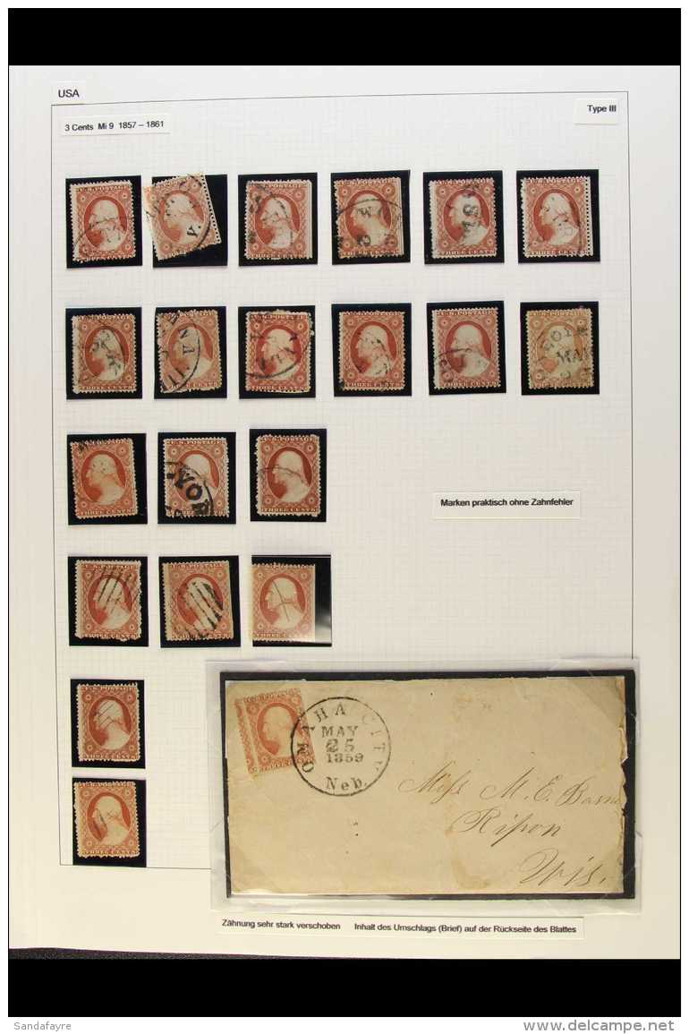 1857-88 European Formed Studies On Pages With Shades, Many Postmarks Etc, Comprising 1857 3c Type III (21, One On... - Altri & Non Classificati